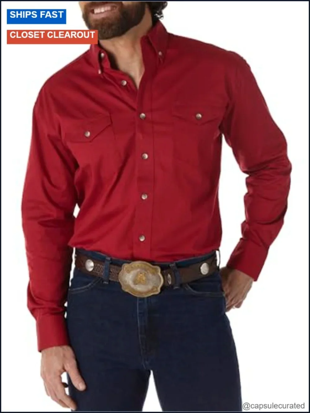 Wrangler Men's Painted Desert Two Pocket Long Sleeve Button Shirt - 100% Cotton